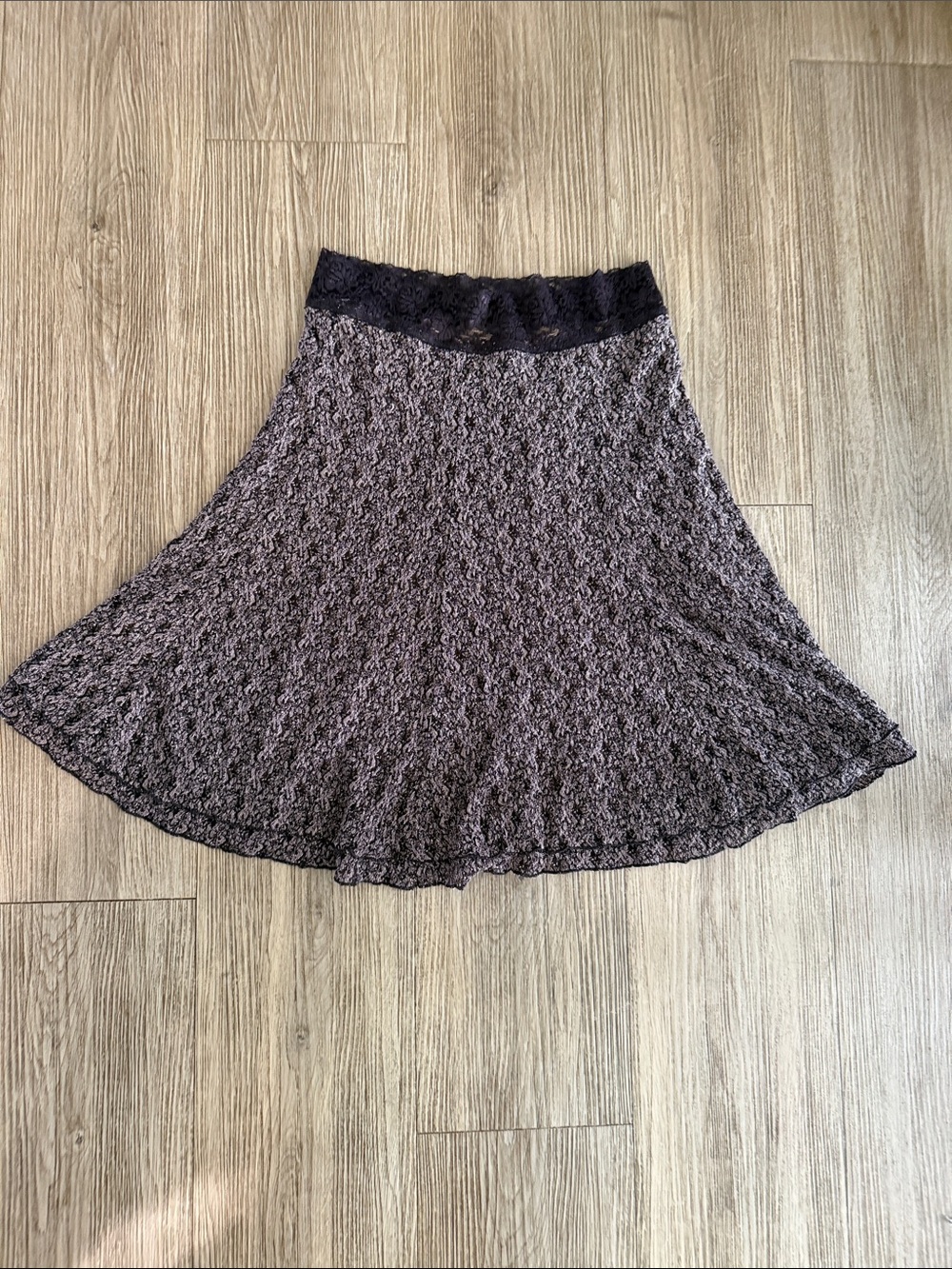 CAbi Lavender-Charcoal Lace Waist Skater Skirt